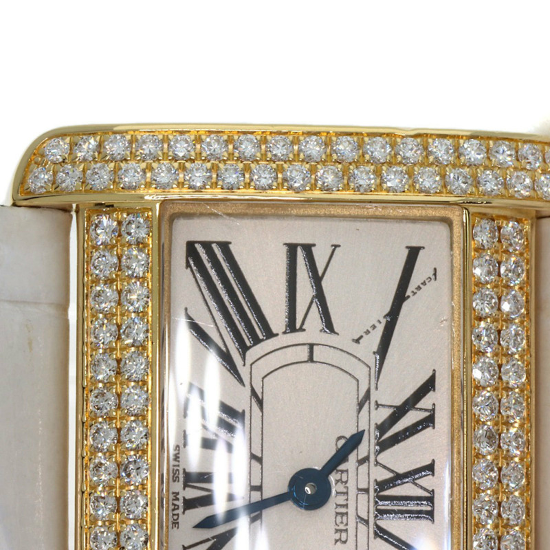 卡地亞 WA301071 迷你戰車 Divan 鑽石腕錶，18K 金，皮革錶帶，鑲鑽，男款-26