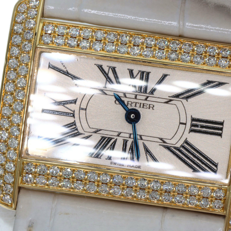 卡地亞 WA301071 迷你戰車 Divan 鑽石腕錶，18K 金，皮革錶帶，鑲鑽，男款-27