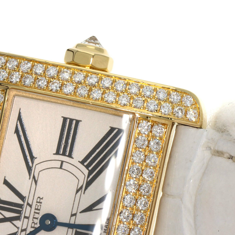 卡地亞 WA301071 迷你戰車 Divan 鑽石腕錶，18K 金，皮革錶帶，鑲鑽，男款-29