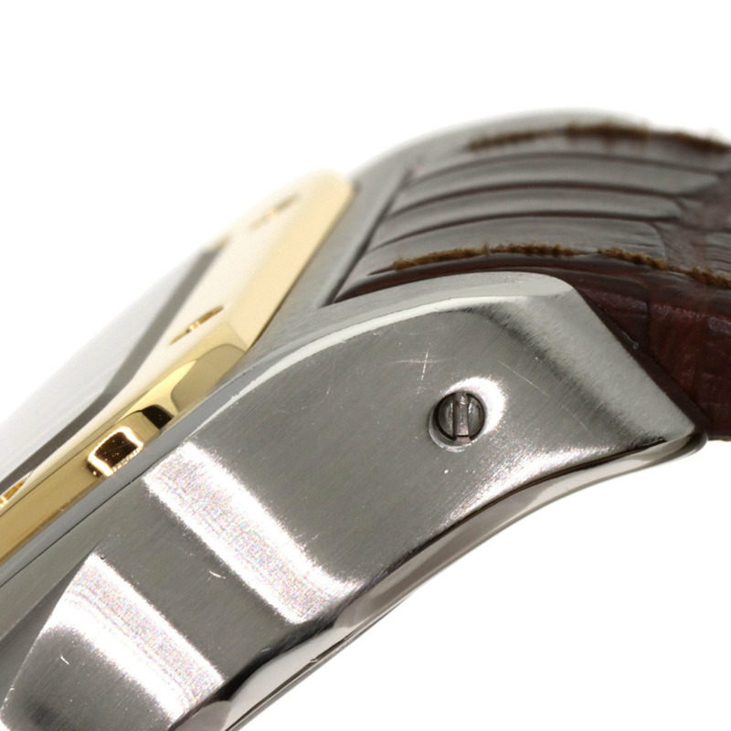 卡地亞 W20072X7 Santos 100 LM 男士腕錶，精鋼錶殼搭配皮革錶帶和 18K 黃金錶圈-12