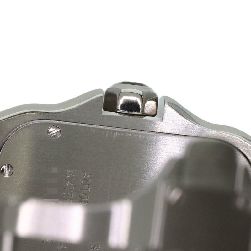 卡地亞 W20072X7 Santos 100 LM 男士腕錶，精鋼錶殼搭配皮革錶帶和 18K 黃金錶圈-22