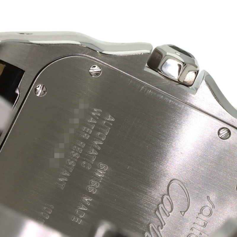 卡地亞 W20072X7 Santos 100 LM 男士腕錶，精鋼錶殼搭配皮革錶帶和 18K 黃金錶圈-23