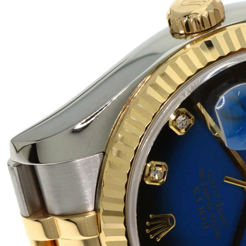 勞力士 116233G Datejust 10P 鑲鑽藍色漸層不鏽鋼腕錶，SSx18KYG，18KYG，男士-12