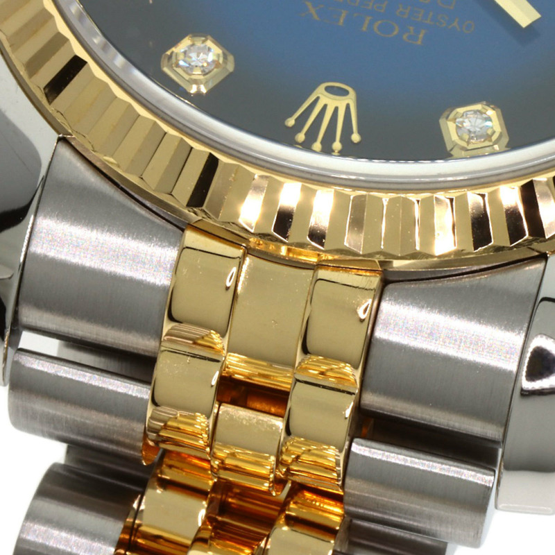 勞力士 116233G Datejust 10P 鑲鑽藍色漸層不鏽鋼腕錶，SSx18KYG，18KYG，男士-16