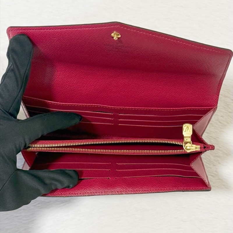 Louis Vuitton Sarah 老花長夾 紅內襯-10