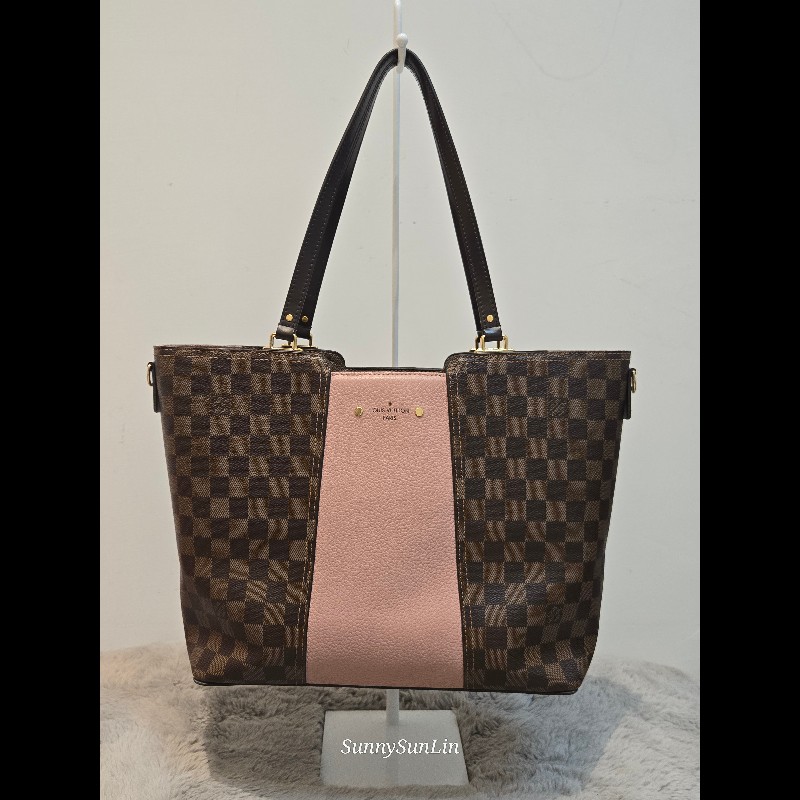 Louis Vuitton  LV Jersey 粉色拼棋盤格 肩背包 斜背包 手提包 托特包 媽媽包-8