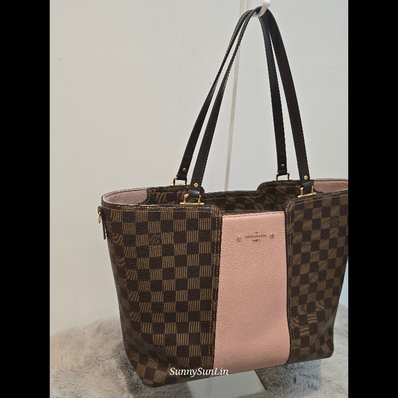 Louis Vuitton  LV Jersey 粉色拼棋盤格 肩背包 斜背包 手提包 托特包 媽媽包-9