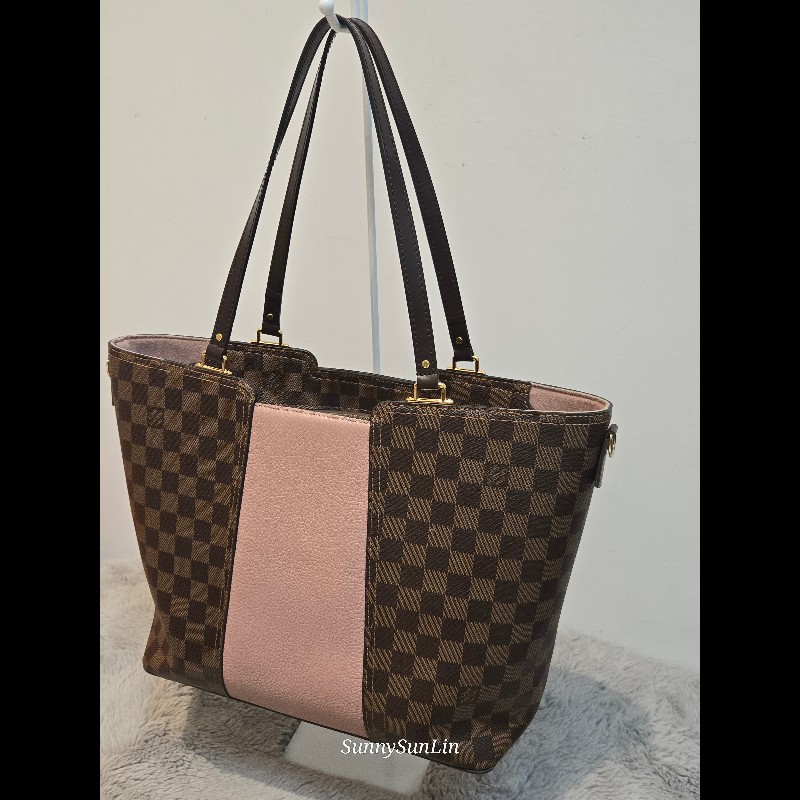 Louis Vuitton  LV Jersey 粉色拼棋盤格 肩背包 斜背包 手提包 托特包 媽媽包-13