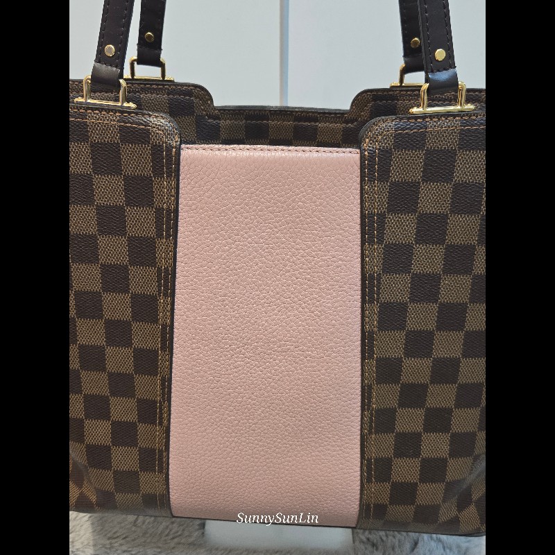Louis Vuitton  LV Jersey 粉色拼棋盤格 肩背包 斜背包 手提包 托特包 媽媽包-15