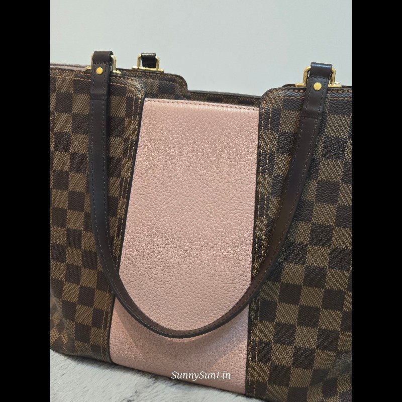 Louis Vuitton  LV Jersey 粉色拼棋盤格 肩背包 斜背包 手提包 托特包 媽媽包-20