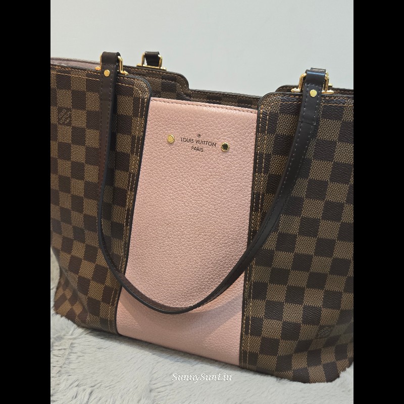 Louis Vuitton  LV Jersey 粉色拼棋盤格 肩背包 斜背包 手提包 托特包 媽媽包-21