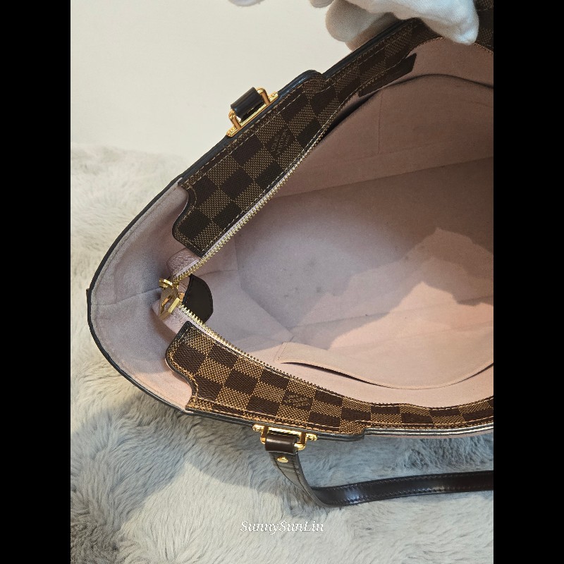 Louis Vuitton  LV Jersey 粉色拼棋盤格 肩背包 斜背包 手提包 托特包 媽媽包-33