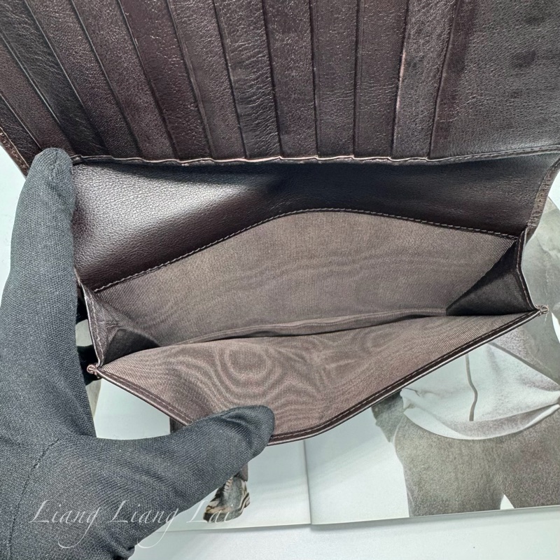 GUCCI Guccissima 經典GG壓紋深咖啡色扣式長夾-6