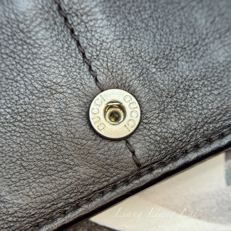 GUCCI Guccissima 經典GG壓紋深咖啡色扣式長夾-11