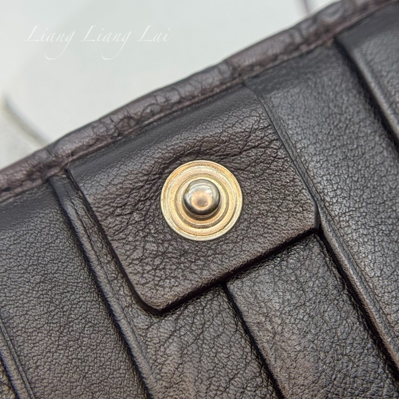 GUCCI Guccissima 經典GG壓紋深咖啡色扣式長夾-12