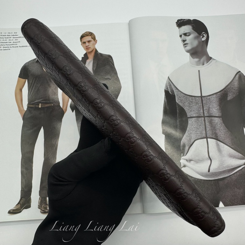 GUCCI Guccissima 經典GG壓紋深咖啡色扣式長夾-17