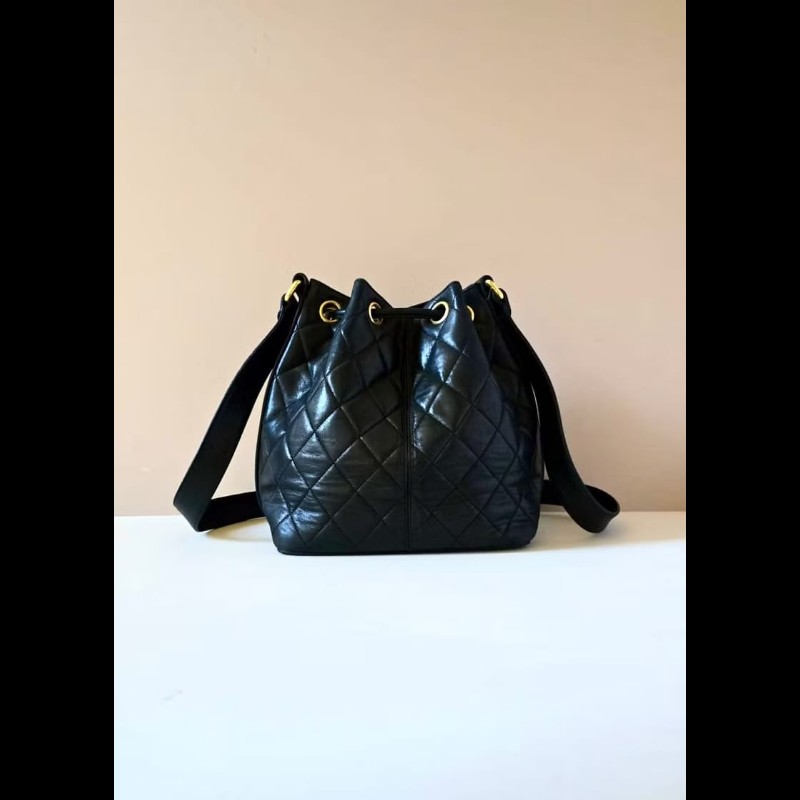 【LA LUNE】絕版中古包 Chanel古董黑色水桶包 側背包 單肩包 斜背包 二手包-3