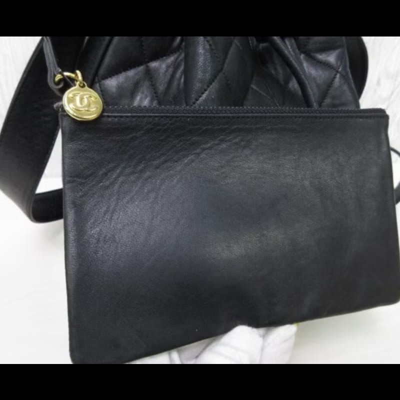 【LA LUNE】絕版中古包 Chanel古董黑色水桶包 側背包 單肩包 斜背包 二手包-7
