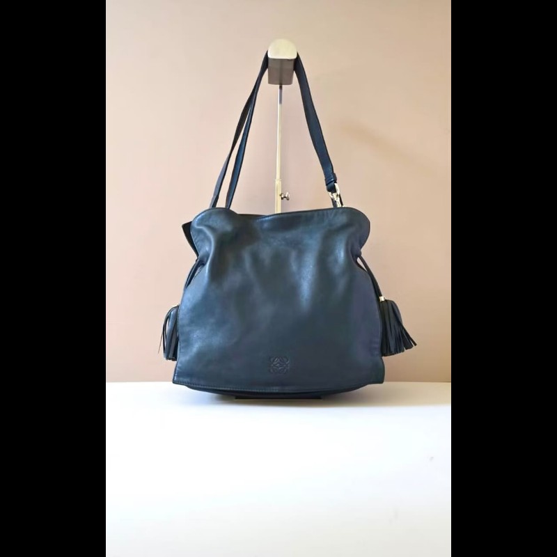 【LA LUNE】絕版古董包 Loewe Flamenco 流蘇中古包 單肩包 皮革包 斜背復古二手包-0