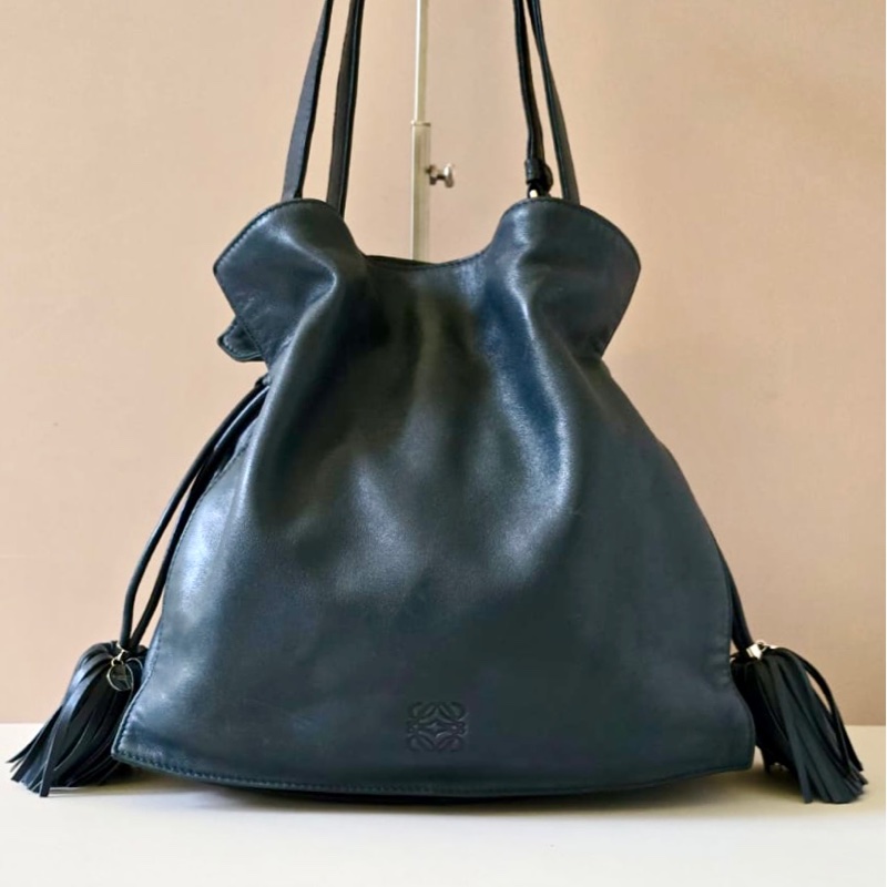 【LA LUNE】絕版古董包 Loewe Flamenco 流蘇中古包 單肩包 皮革包 斜背復古二手包-0