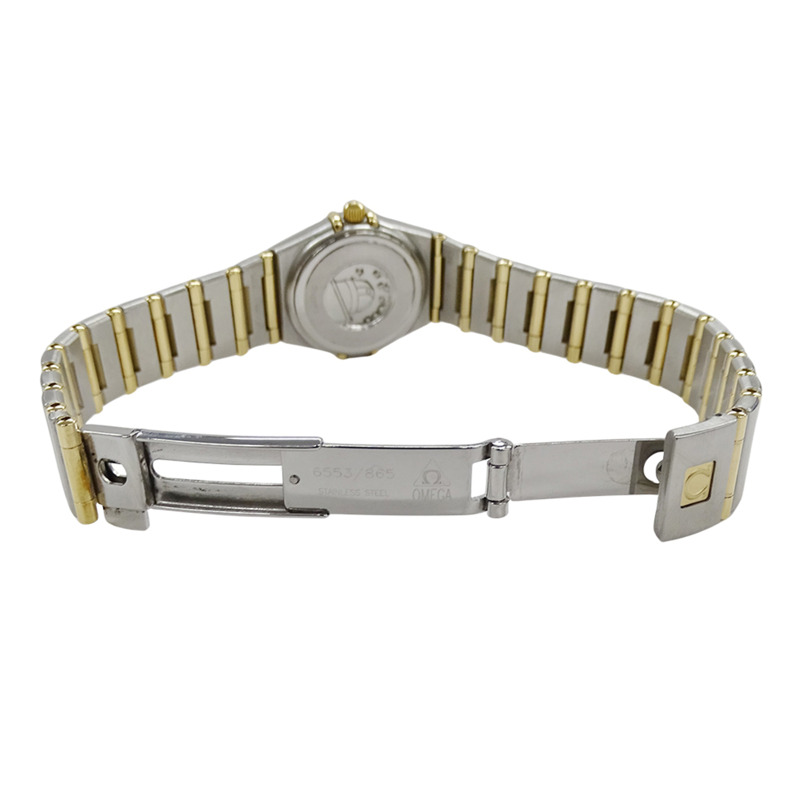 歐米茄星座系列迷你1267.75女錶，12顆鑽石錶圈，石英機芯，不鏽鋼錶殼，黃金錶帶，拋光處理-3