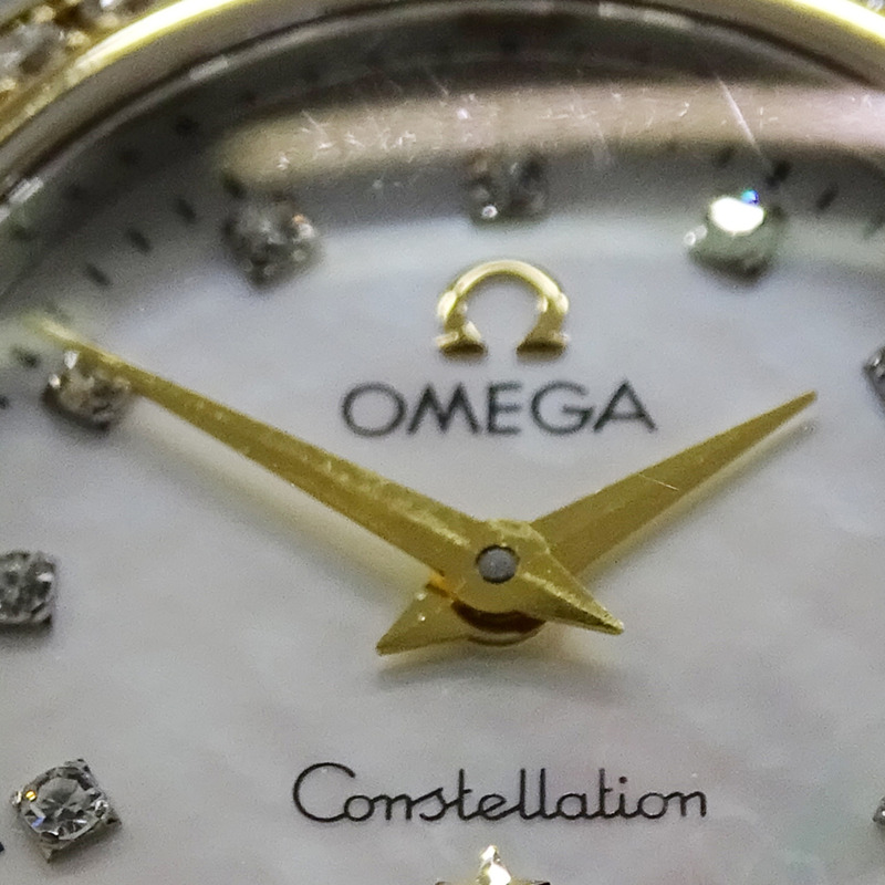 歐米茄星座系列迷你1267.75女錶，12顆鑽石錶圈，石英機芯，不鏽鋼錶殼，黃金錶帶，拋光處理-9