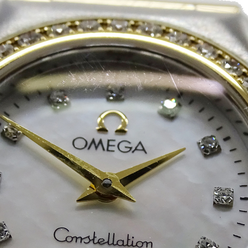 歐米茄星座系列迷你1267.75女錶，12顆鑽石錶圈，石英機芯，不鏽鋼錶殼，黃金錶帶，拋光處理-10