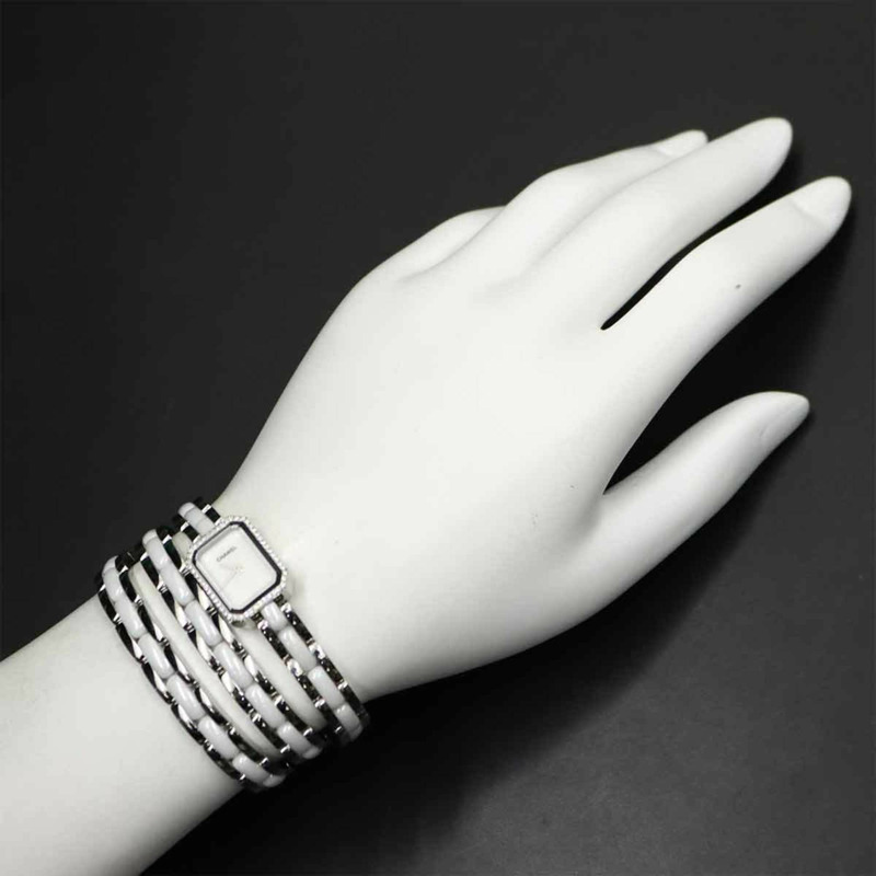 香奈兒 Premiere 三重錶鍊 H3059 女士鑽石錶圈白色陶瓷石英腕錶-2