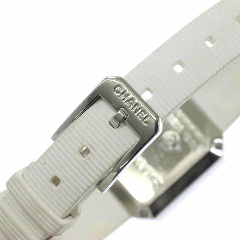 香奈兒 Premiere H2433 鑲鑽錶圈女錶，鑲嵌 4 顆鑽石，白色錶殼，橡膠錶帶，石英機芯-5