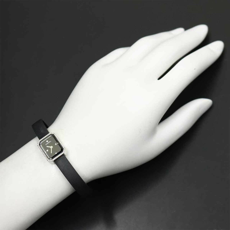 香奈兒 Premiere H2434 鑲鑽錶圈女錶，鑲嵌 4 顆鑽石，黑色橡膠錶帶，石英機芯-2