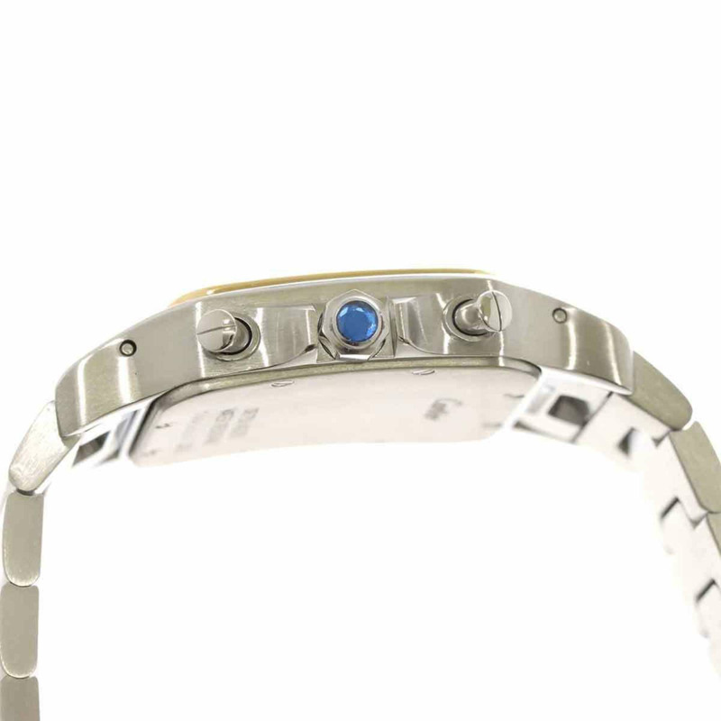 卡地亞 Santos Galbe LM Chrono Reflex 萬年曆雙色男士腕錶 W20042C4，日期顯示，象牙白/黃金石英機芯-5