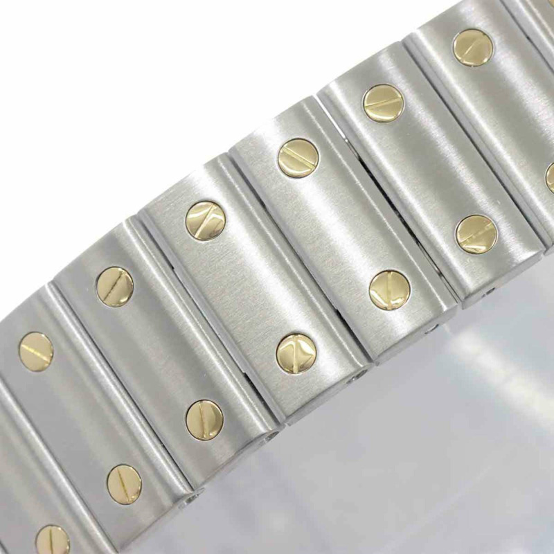 卡地亞 Santos Galbe LM Chrono Reflex 萬年曆雙色男士腕錶 W20042C4，日期顯示，象牙白/黃金石英機芯-6