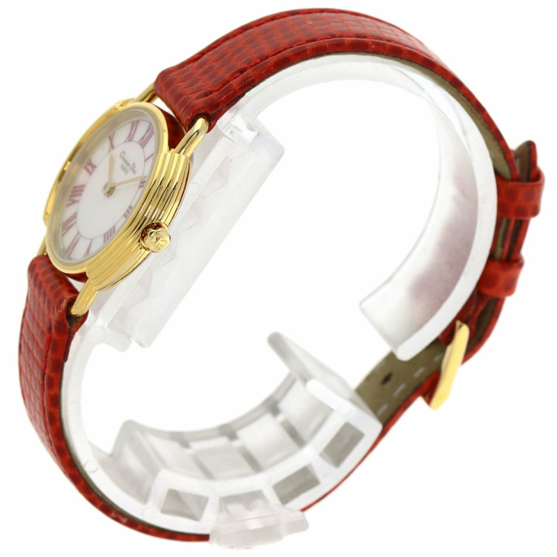 Christian Dior D58-121-2 女士圓形錶盤不鏽鋼皮革腕錶-1