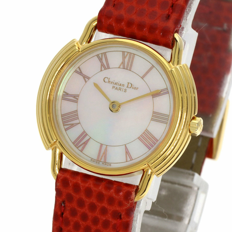 Christian Dior D58-121-2 女士圓形錶盤不鏽鋼皮革腕錶-2