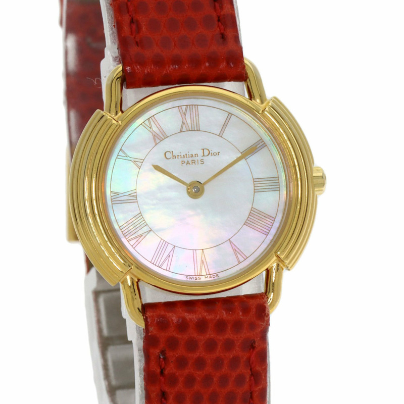 Christian Dior D58-121-2 女士圓形錶盤不鏽鋼皮革腕錶-3