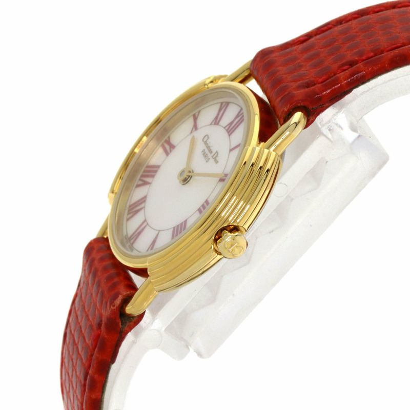 Christian Dior D58-121-2 女士圓形錶盤不鏽鋼皮革腕錶-4