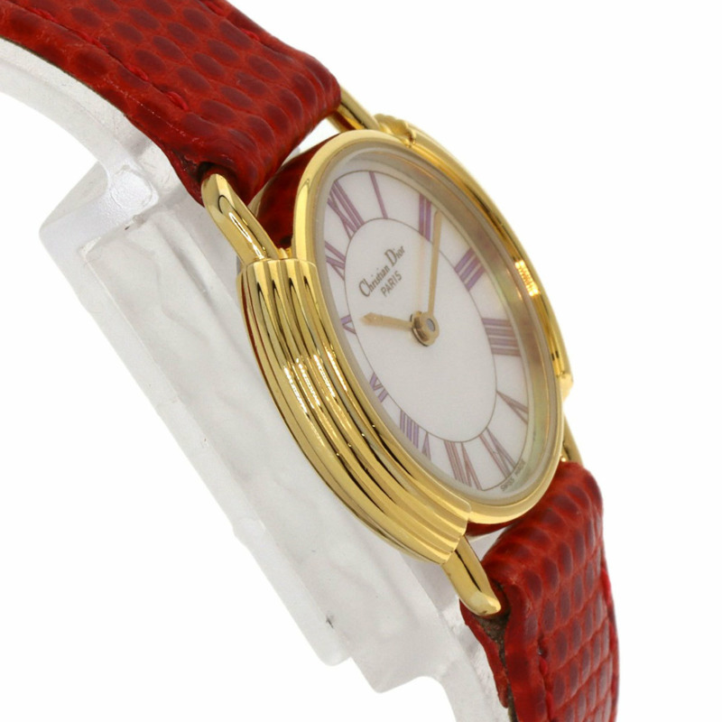 Christian Dior D58-121-2 女士圓形錶盤不鏽鋼皮革腕錶-5