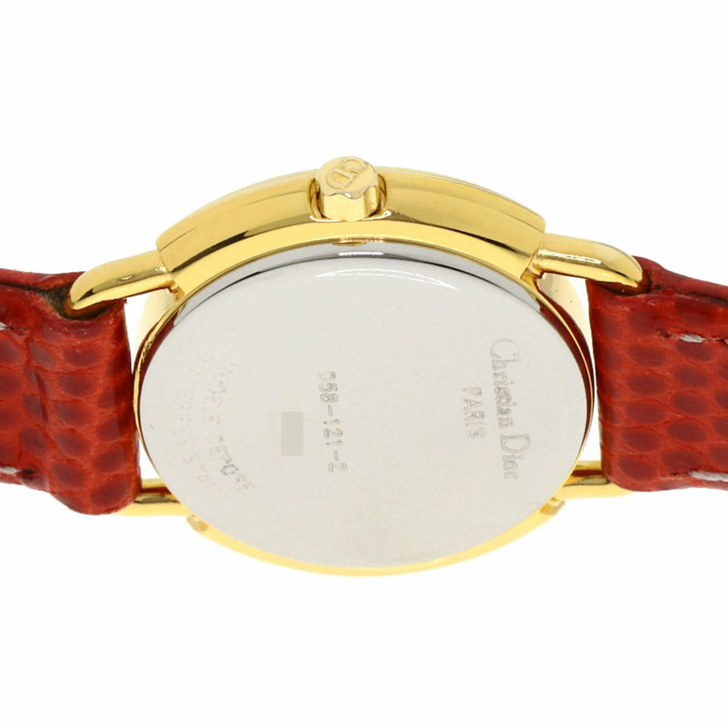 Christian Dior D58-121-2 女士圓形錶盤不鏽鋼皮革腕錶-6