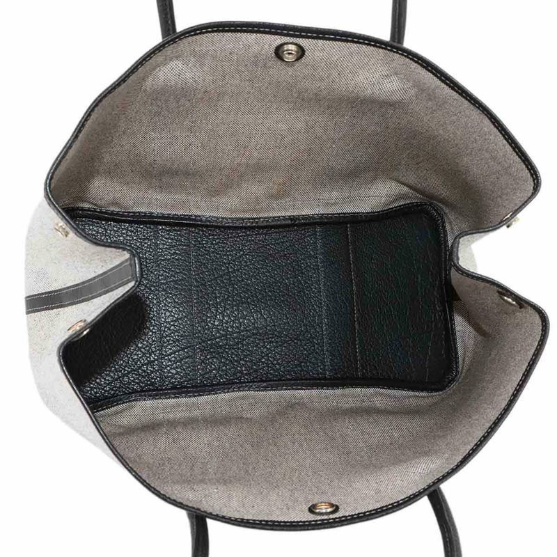 愛馬仕 (Hermes) Garden Party PM 手提包，採用 Toile H 皮革（黑色和灰色），飾有 G 字樣-5