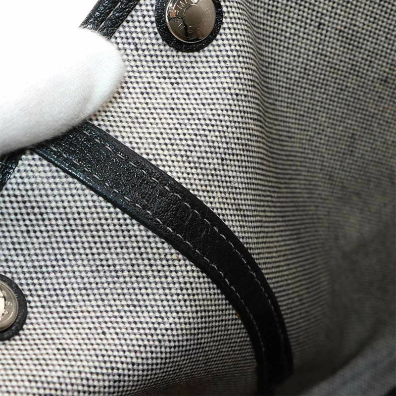 愛馬仕 (Hermes) Garden Party PM 手提包，採用 Toile H 皮革（黑色和灰色），飾有 G 字樣-6