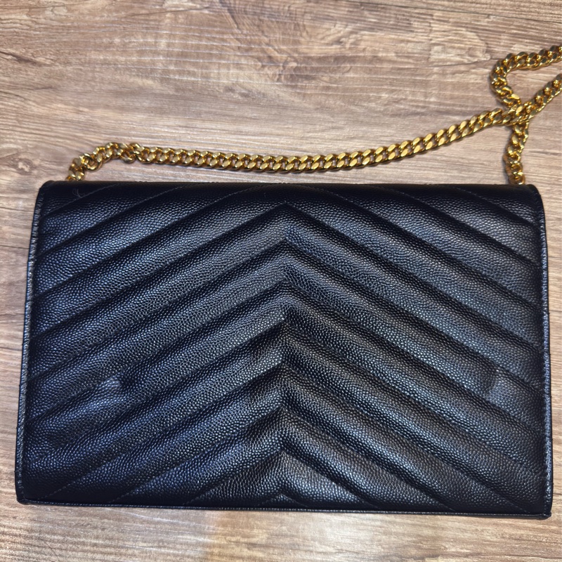 YSL WOC CASSANDRE經典粒面皮革鏈條錢包-6