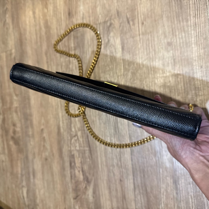 YSL WOC CASSANDRE經典粒面皮革鏈條錢包-7