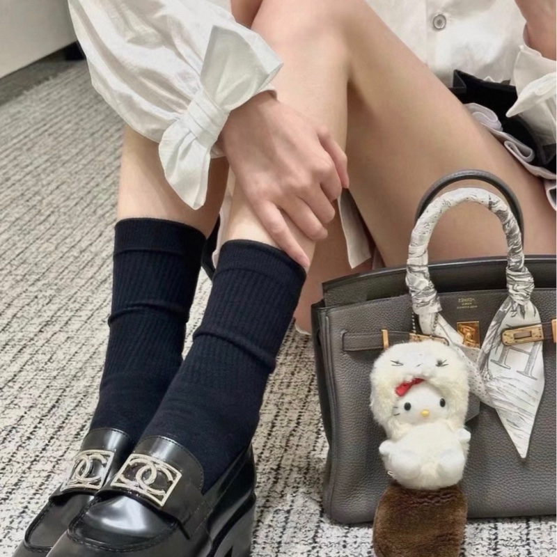 97新Chanel香奈兒樂福鞋銀色雙C金屬扣設計36 碼-5