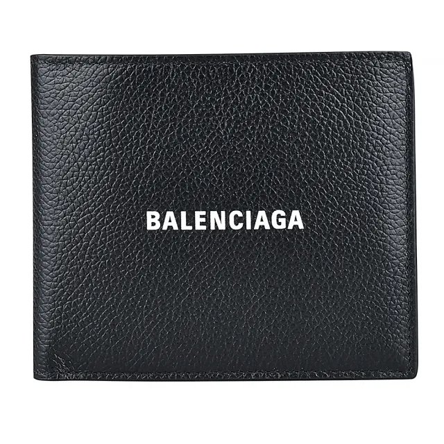 Balenciaga 巴黎世家 經典標誌白字LOGO牛皮短夾(黑)-0