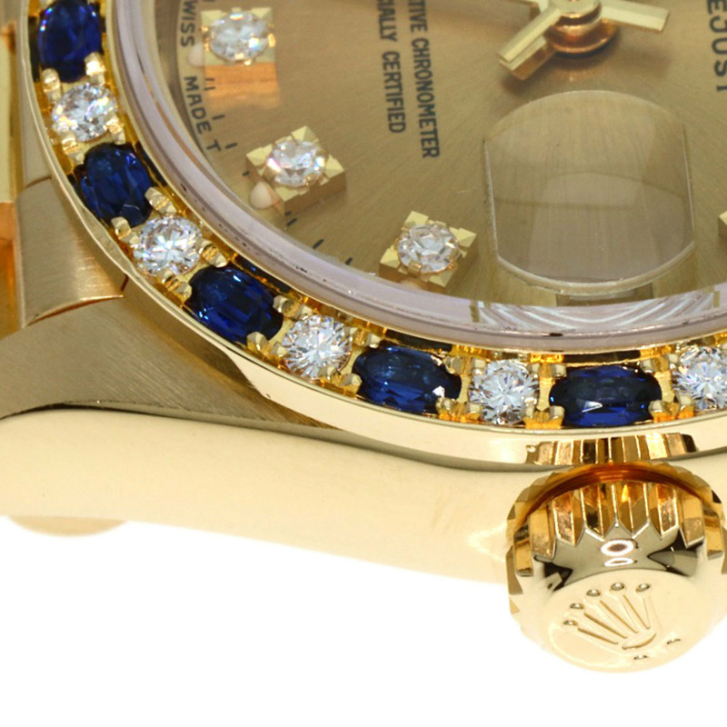 勞力士 69198SA Datejust 藍寶石鑽石腕錶，18K黃金錶殼，鑲嵌鑽石和藍寶石，女士款-23