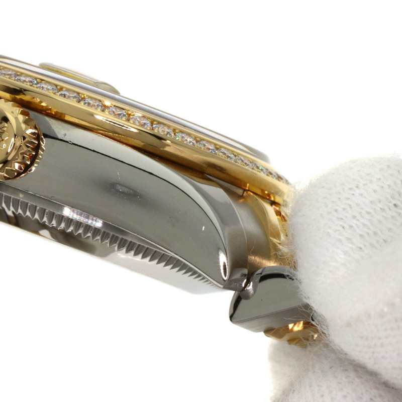 勞力士 179383G Datejust 女士腕錶，錶圈鑲嵌 10 顆鑽石，錶鏡採用金質，不鏽鋼錶殼，18K 黃金錶殼。-10