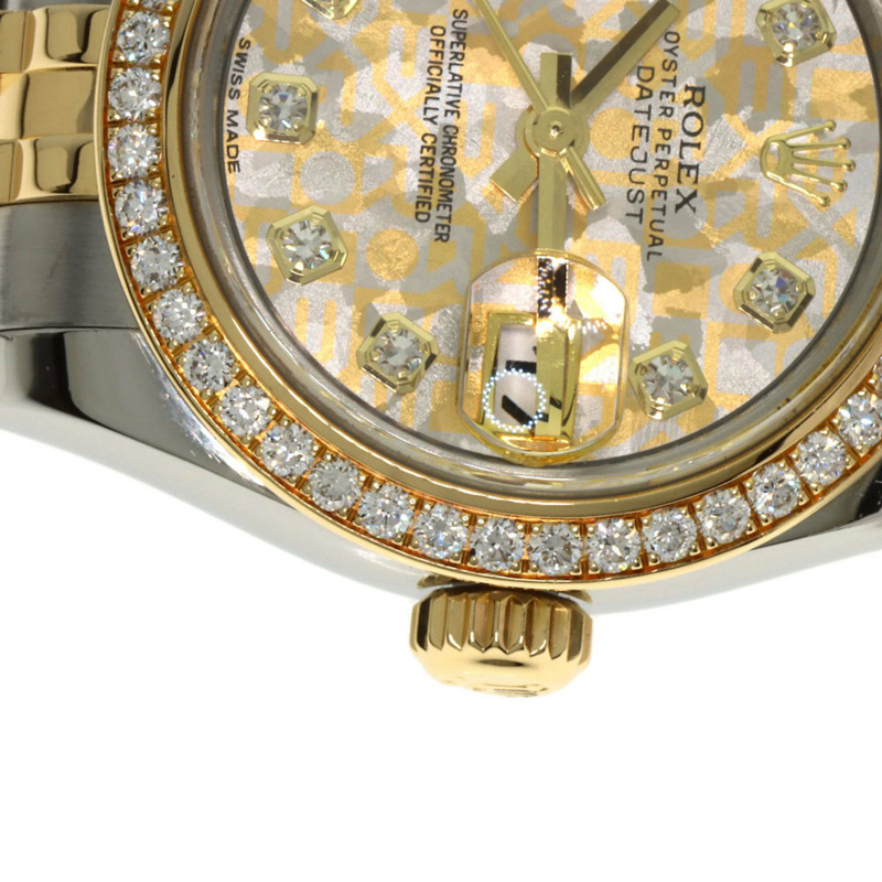 勞力士 179383G Datejust 女士腕錶，錶圈鑲嵌 10 顆鑽石，錶鏡採用金質，不鏽鋼錶殼，18K 黃金錶殼。-21