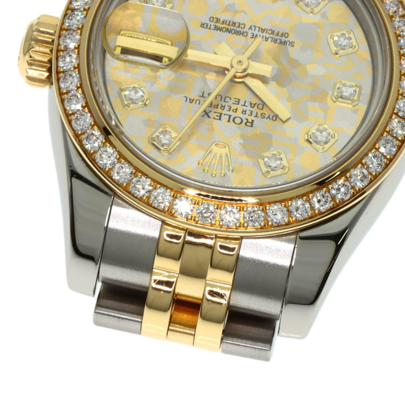 勞力士 179383G Datejust 女士腕錶，錶圈鑲嵌 10 顆鑽石，錶鏡採用金質，不鏽鋼錶殼，18K 黃金錶殼。-22