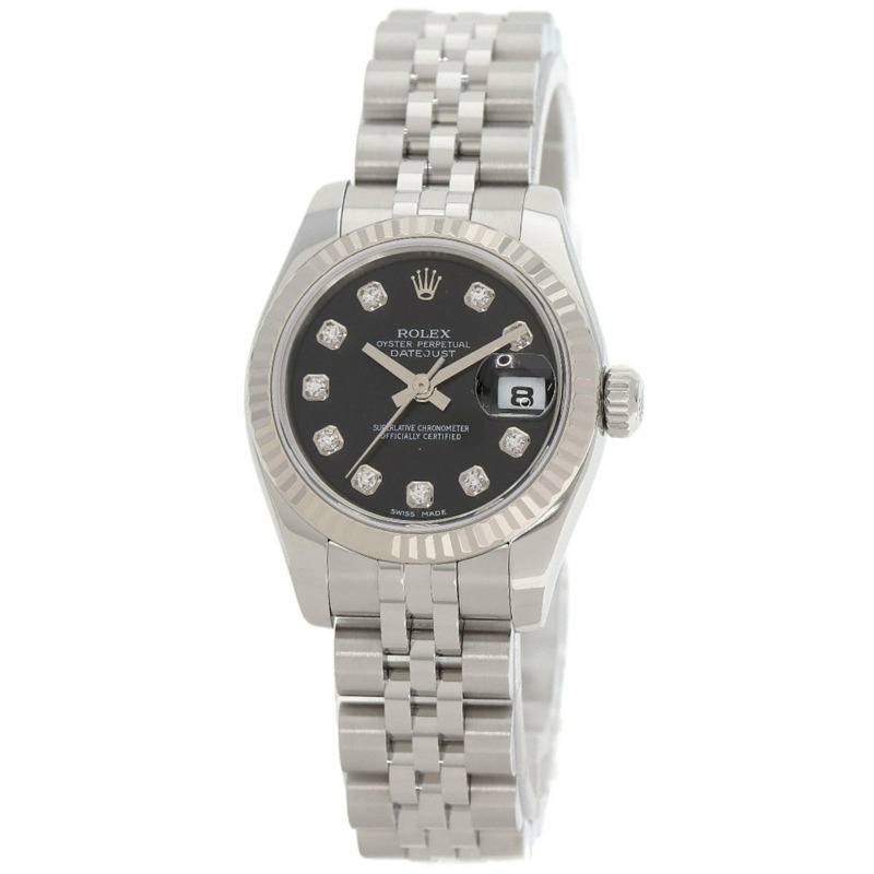 勞力士 179174G Datejust 10P 鑲鑽女錶，精鋼/18K 白金錶殼-0