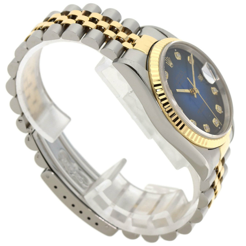 勞力士 16233G Datejust 10P 鑲鑽藍色漸變不鏽鋼腕錶，SSx18KYG，18KYG，男士-1